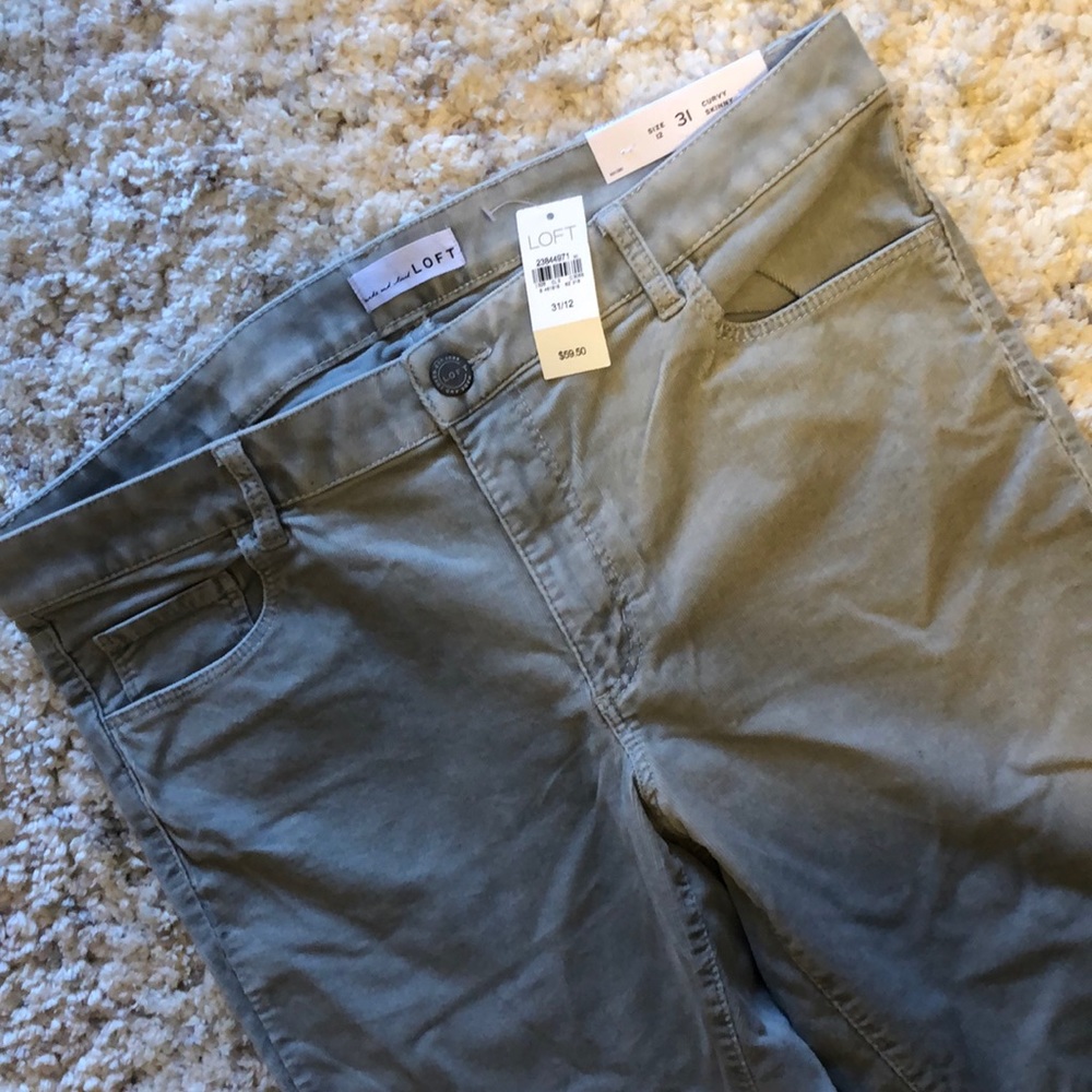LOFT NWT Light grey skinny cordoys